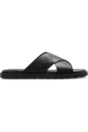 Salvatore Ferragamo Sko, Herre, Sort, 40 EU, Læder, Caio Res Sandaler