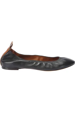 Lanvin Sko, Dame, Sort, 37 EU, Læder, Ballerina Flats med rund tå og logo