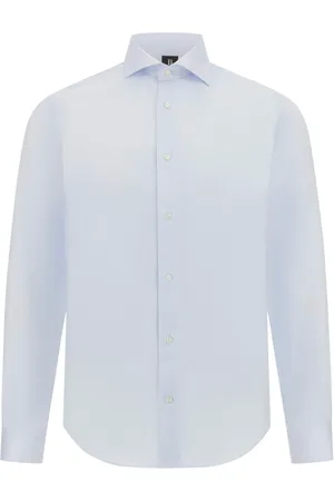 Boggi Milano Skjorte, Herre, Blå, L, Bomuld, Slim Fit Bomuldsskjorte med tern