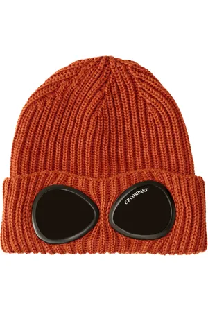 C.P. Company Tilbehør, unisex, Brun, ONE SIZE, Uld, Ribstrikket hue med gogglelinser