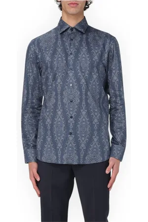 Etro Skjorte, Herre, Blå, 3XL, Bomuld, Roma Skjorte
