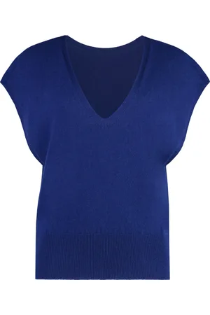 Malo Strik, Dame, Blå, M, Cashmere, Cashmere Ribbed Strikvest