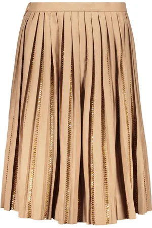 Burberry Nederdel, Dame, Brun, L, Uld, Plisseret nederdel med stenudsmykning