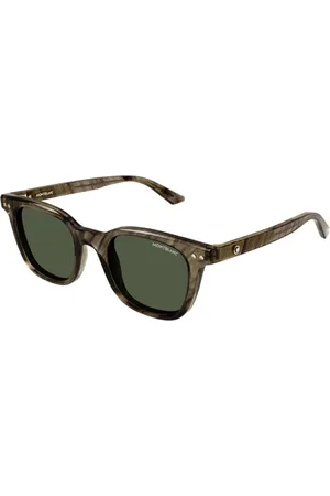Montblanc Tilbehør, unisex, Brun, 49 MM, Brune stel grønne linser solbriller
