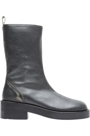 Courrèges Sko, Dame, Sort, 39 EU, Læder, Distressed Læder Zip Støvler