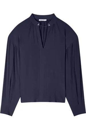 Patrizia Pepe Bluser & Skjorter, Dame, Blå, L, Blå Georgette V-hals Bluse