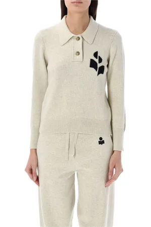 Isabel Marant Strik, Dame, Grå, S, Bomuld, Lys Grå Strik Nola Sweater