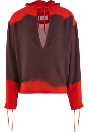 Salvatore Ferragamo Sweathshirts & Hoodies, Herre, Rød, M, Uld, Rød Hættekaftan med Gradient-Effekt