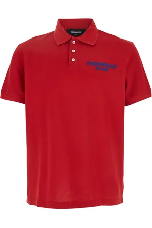 Dsquared2 Top, Herre, Rød, M, Bomuld, Rød Polo Shirt med Broderet Logo i Bomuld
