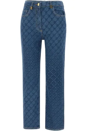 Elisabetta Franchi Jeans, Dame, Blå, W31, Denim, Denim Blå Laser Lozenge Jeans