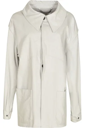 Maison Margiela Jakke, Dame, Hvid, L, Bomuld, Bomuldsjakke med Oversize Krave