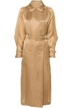 Max Mara Frakke, Dame, Brun, 2XS, Uld, Sacco Frakke med Bælte