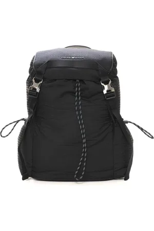 Emporio Armani Taske, Herre, Sort, ONE SIZE, Uld, Logo Rucksack med knaplukning foran