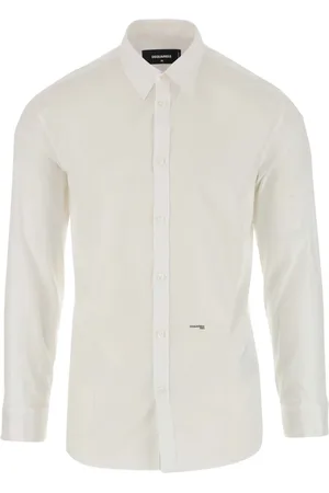 Dsquared2 Skjorte, Herre, Hvid, M, Bomuld, Stretch bomuldsskjorte med logo detalje