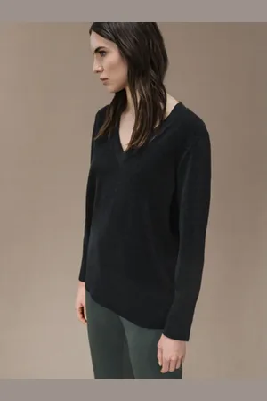 RRD Strik, Dame, Sort, S, Velvet V-neck Sweater