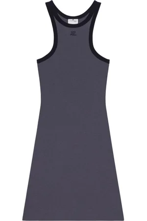Courrèges Kjole, Dame, Grå, XS, Bomuld, Mini Kjole med Blå Kant