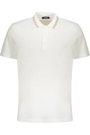 VERSACE Top, Herre, Hvid, 3XL, Bomuld, Broderet bomuldspolo med logo