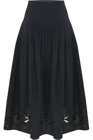 Kocca Nederdel, Dame, Sort, L, Elegant Blonder Detaljeret Flowing Nederdel