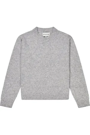 Munthe Strik, Dame, Grå, L, Uld, Elegant Ribstrikket Sweater