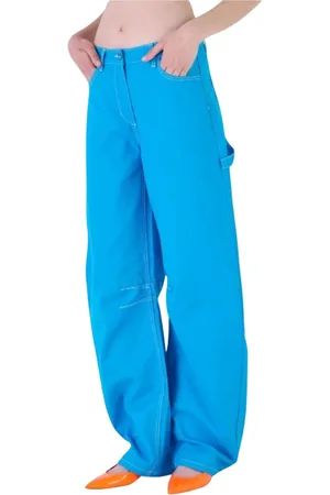 Silvian Heach Bukser, Dame, Blå, XS, Uld, Wide Bukser