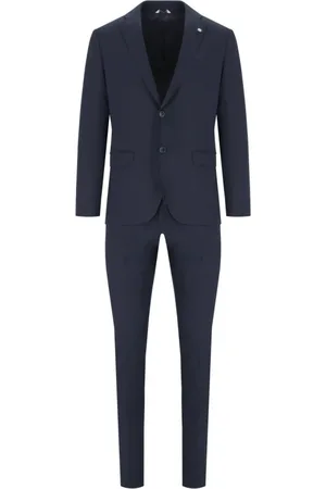 Manuel Ritz Jakkesæt, Herre, Blå, XL, Polyester, Mørkeblå Enkeltknapssuit