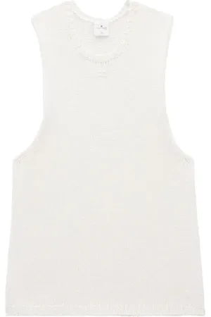Courrèges Strik, Herre, Hvid, S, Tyl, Ribstrikket ærmeløs tanktop
