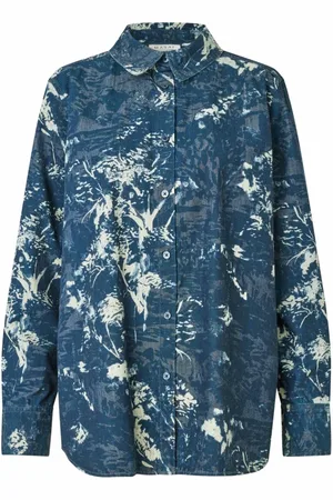 Masai Bluser & Skjorter, Dame, Blå, S, Uld, Stilfuld Skjortebluse Sargasso Sea