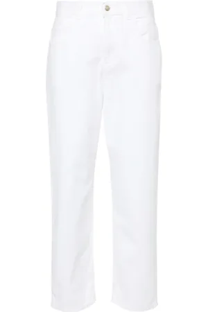 Moncler Bukser, Dame, Hvid, XS, Bomuld, High-Rise Cropped Jeans