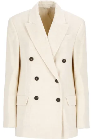 Brunello Cucinelli Jakke, Dame, , M, Bomuld, Elegant Elfenbensfarvet Dobbeltradet Blazer