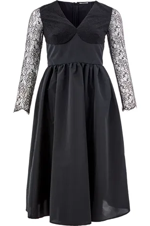 LARDINI Kjole, Dame, Sort, XS, Lang Kjole med Blonde Detaljer