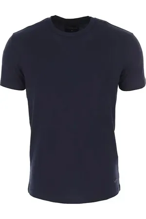 Emporio Armani Top, Herre, Blå, 2XL, Viskose T-shirt med Rund Hals