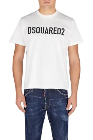 Dsquared2 Top, Herre, Hvid, 2XL, Bomuld, Logo Print Kortærmet T-shirt