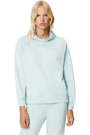 Twin-Set Sweathshirts & Hoodies, Dame, Grøn, S, Bomuld, Raglan hættetrøje i bomuld