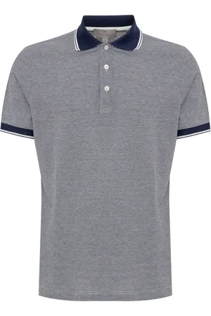 CANALI Top, Herre, Blå, L, Bomuld, Short Sleeve Polo Shirt