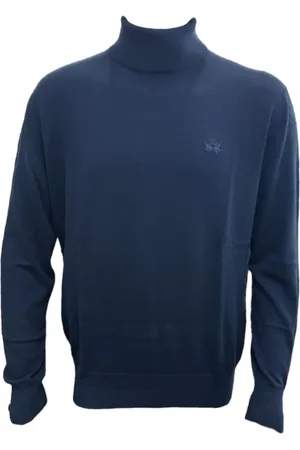 La Martina Strik, Herre, Blå, 2XL, Bomuld, Dolcevita Turtleneck