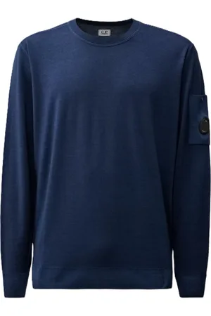 C.P. Company Strik, Herre, Blå, 3XL, Uld, Blå Merinould Sweater