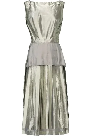 Maison Margiela Kjole, Dame, Grå, XS, Bomuld, Patchwork Midi Kjole