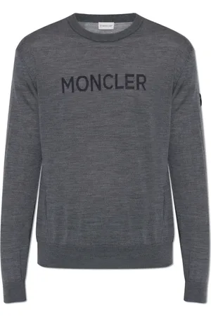 Moncler Strik, Herre, Grå, L, Uld, Sweater med logo