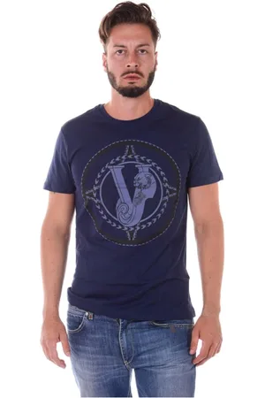 VERSACE Top, Herre, Blå, XL, Bomuld, Jersey Luna Sweatshirt