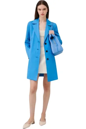 MARELLA Frakke, Dame, Blå, M, Uld, Stilfuld Trenchcoat