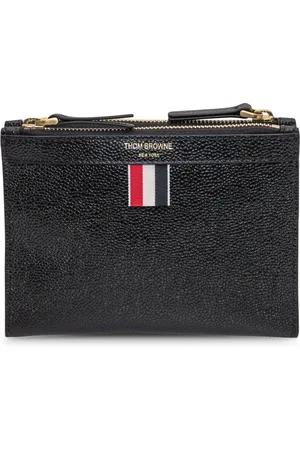 Thom Browne Tilbehør, Dame, Sort, ONE SIZE, Uld, RWB Tab Zipped Crossbody Taske