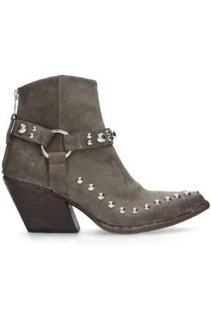 Elena Iachi Sko, Dame, Grå, 36 EU, Suede, Texano Sand Suede Cowboy Støvler