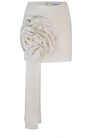 MARELLA Nederdel, Dame, Hvid, XS, Polyester, Mini Nederdel med Draperet Front
