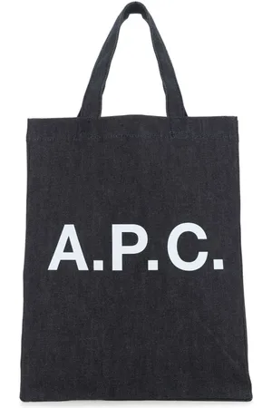 A.P.C. Taske, Herre, Blå, ONE SIZE, Denim, Logo-trykt denim tote taske