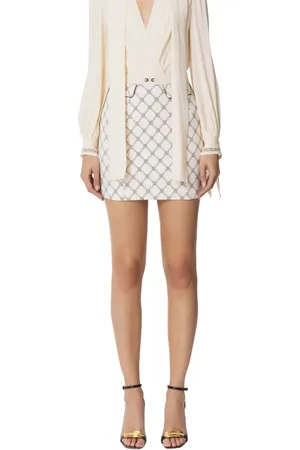 Elisabetta Franchi Nederdel, Dame, , L, Uld, Diamantprintet crepe nederdel
