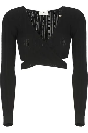 Elisabetta Franchi Top, Dame, Sort, M, Sort Viskose Top med V-hals