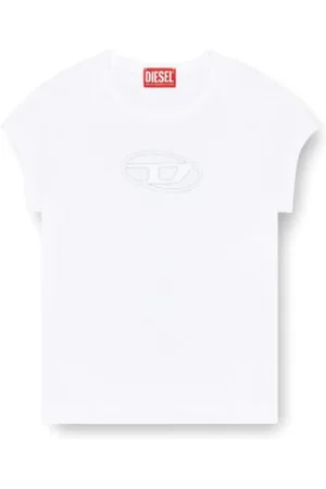 Diesel Top, Dame, Hvid, M, Bomuld, Logo Cut-Out Stretch Bomulds T-shirt