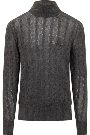 Etro Strik, Herre, Sort, M, Uld, Højhalset Rullekrave