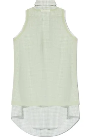 Maison Margiela Top, Dame, Grøn, S, Bomuld, Ærmeløs Top med Knapper