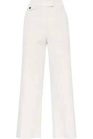 Brunello Cucinelli Bukser, Dame, , S, Bomuld, Luksuriøse Cream Bukser Hæve Garderobe